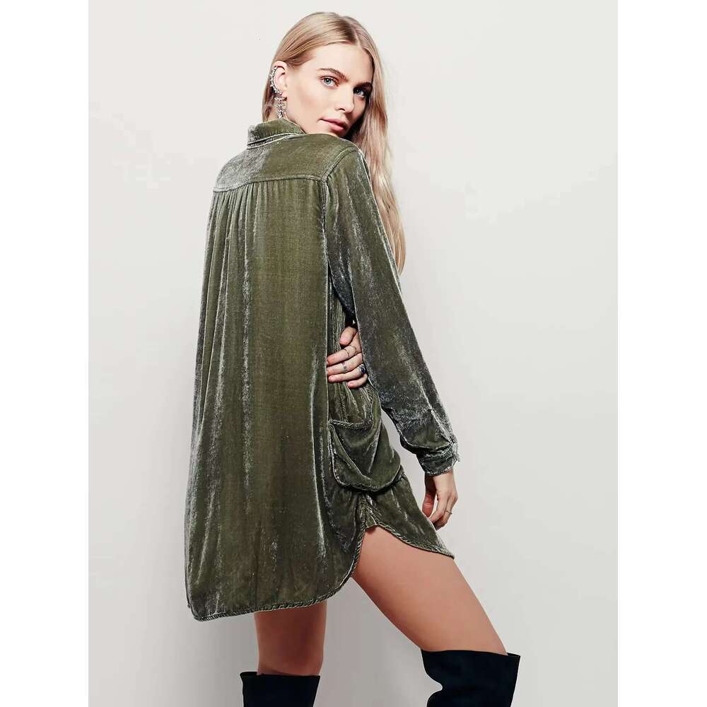 Free Shipping Women Winter Dresses Comfortable Veet Warm People Hot Bohemian Short Velour Long Sleeve Dress
