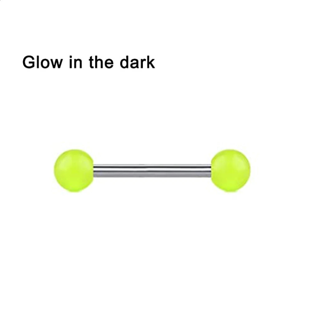 1PCS4PCS Stainless Steel 14G Tongue Rings Barbell Glow Jewelry for Women piercing Piercing Yellow 250110