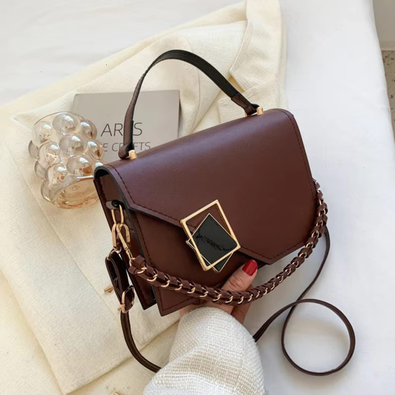 PU Leather Small Square Handbags For Women 2023 Fashion Crossbody Women's Shoulder Chain Buckle Messenger Bag