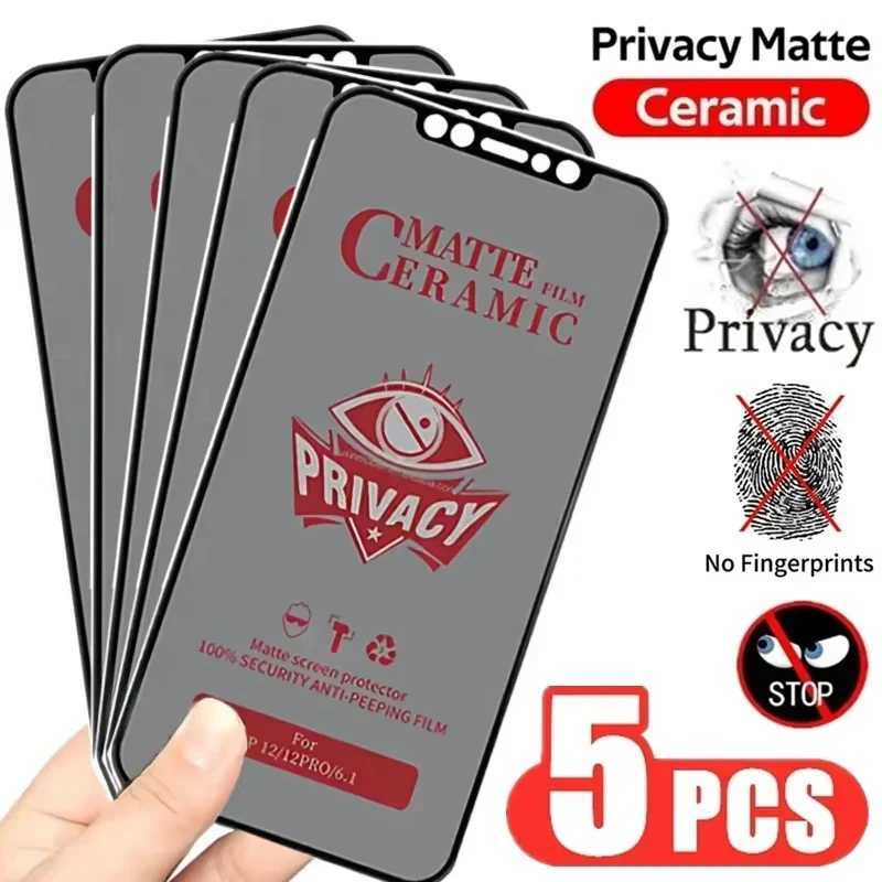 5PCS Matte Privacy Screen Protectors For iPhone 16 15 Pro Max 14 13 12 11 Pro X XR XS Max 7 8 Plus SE2 SE3 Anti Spy Ceramic Film M250120