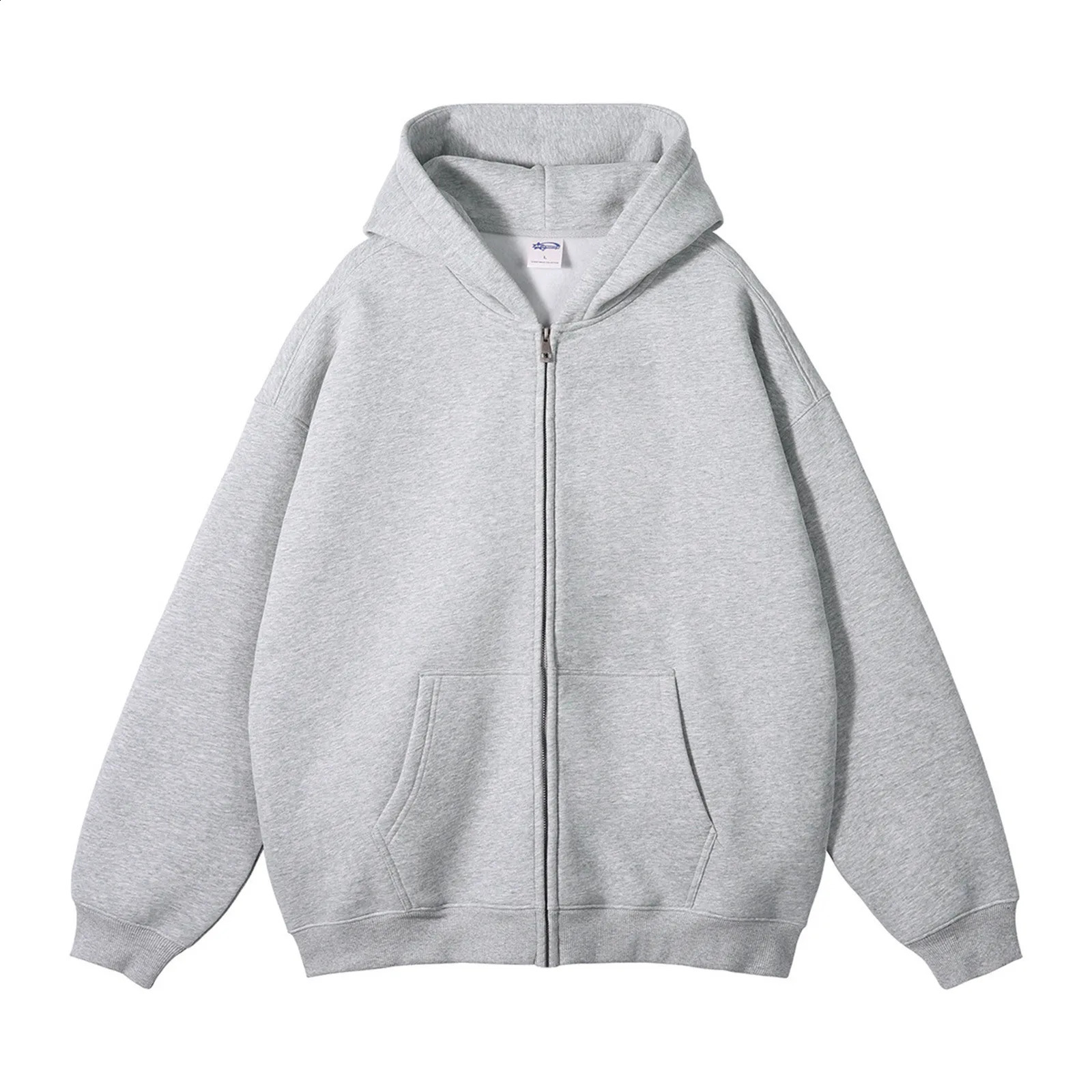 Solid Men Zip Up Hoodie Long Sleeve Daily Wear Zipper Hooded Pullover Sweatshirt With Pocket Loose Harajuku Hip Hop Men Hoodies 250121