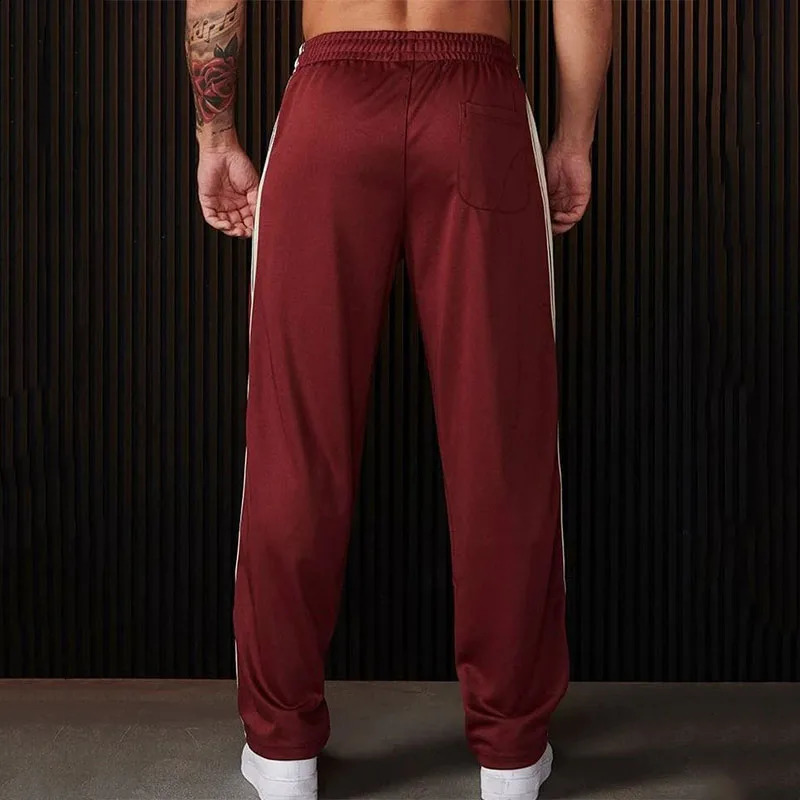 American Style Patchwork Striped Sweatpants y Men Bodybuilding Motion Casual Elastic Waist Letter Printing Trousers 250110