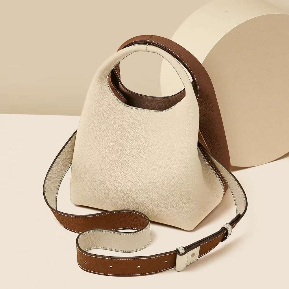 New Niche Design AB Version Leather Vegetable Basket Women's Bucket Portable Shoulder Messenger Bag Casual And Versatile
