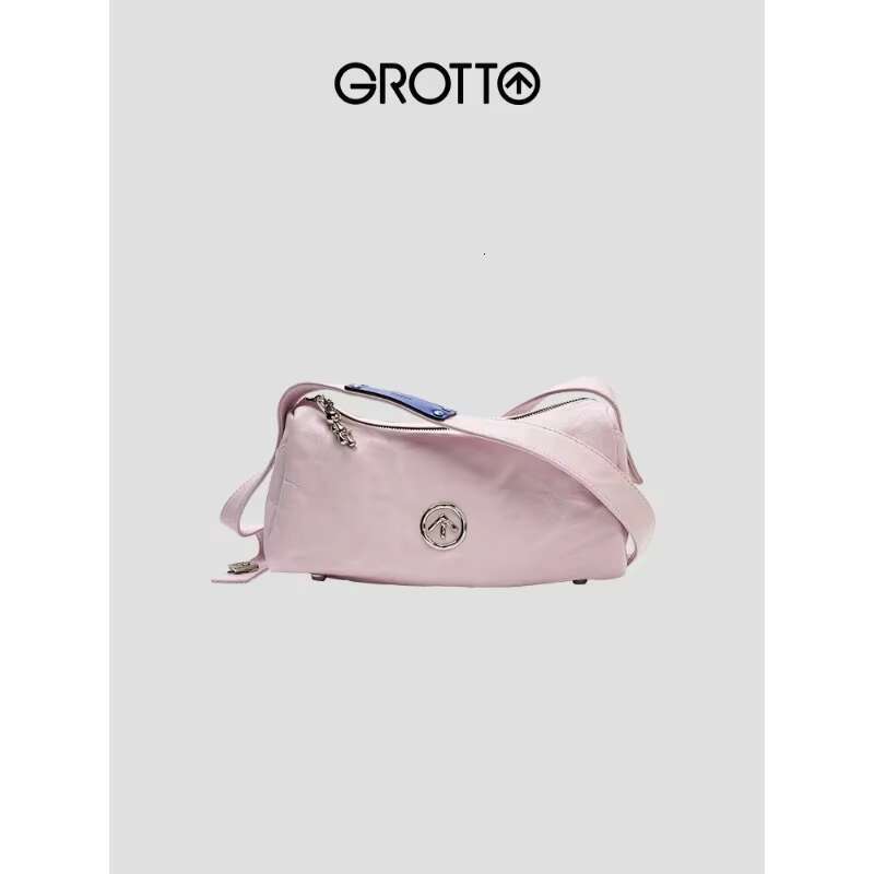 2023 GROTTO Genderless Black Stone Small Fashion Pleated One Shoulder Crossbody Bag