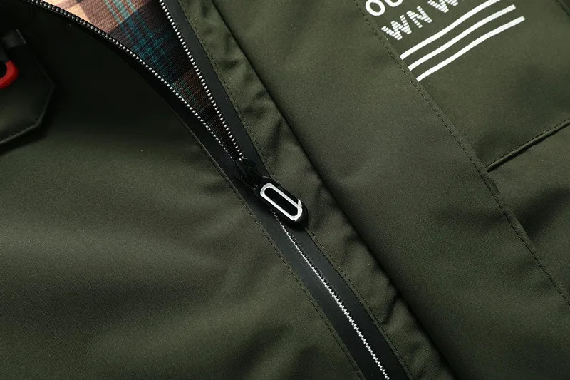 TINGHUO Jacket Mens spring and autumn cargo multi-pocket plaid mens jacket breathable windproof zipper long sleeve Coats 250117