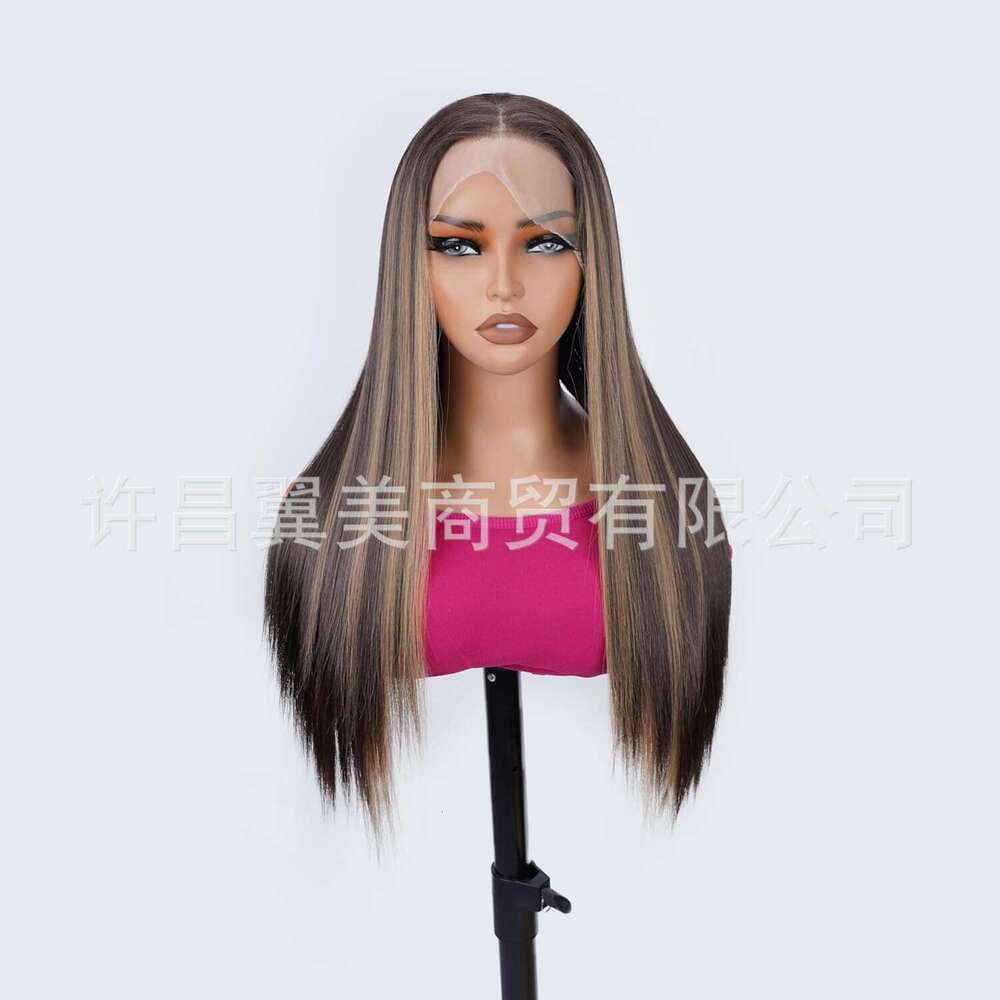 Lace Front Wig Cover T Shape Wig Long Straight Japanese Silk Lace Synthetic Headband Simulating Human Hair Wigs