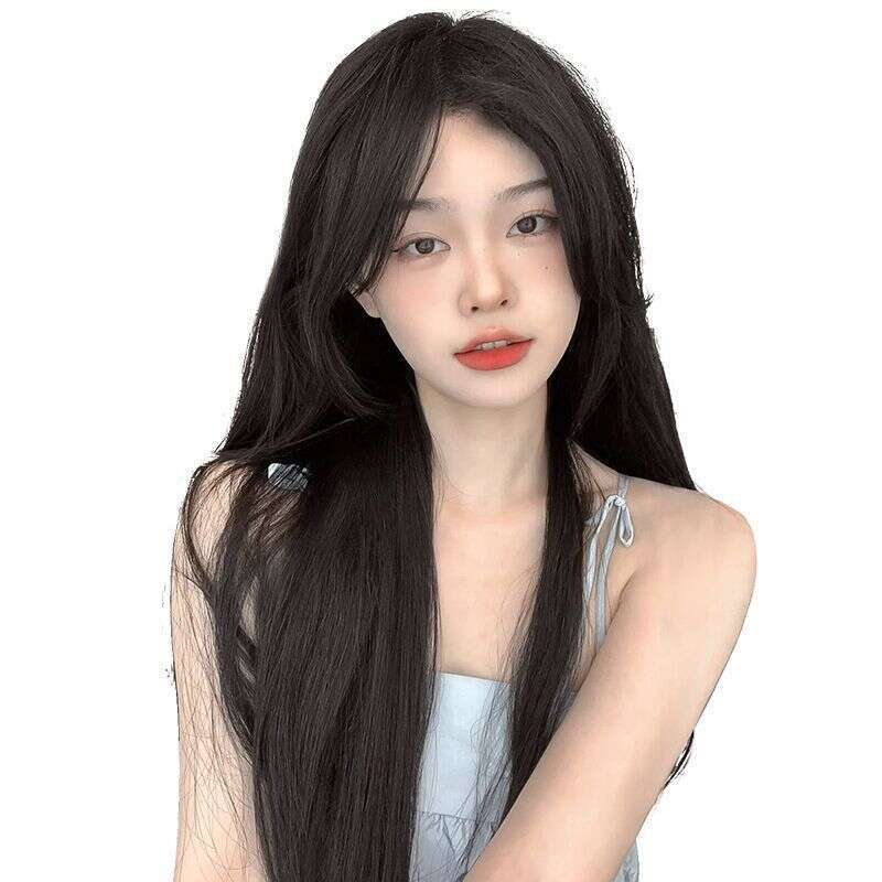 Lace Front Wig Cover T Shape Ruolan Wig Women S Hair With A Split Figure Eight Bangs Lace In Front Natural Fluffy Long Straight Hair Temperament Full 
