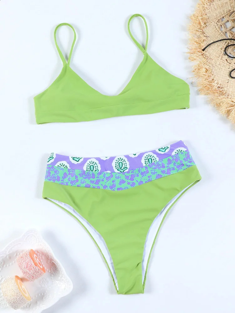 Sexy Bikini Set String Bikinis Print Swimsuit Women High Waist Swimwear Two Piece Suit Micro Biquini 250117