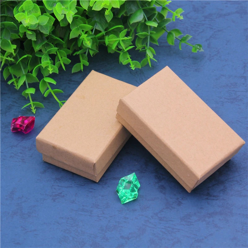 16pcs/lot 5x8 brown kraft box Jewelry Sets Display Box Cardboard Necklace Earrings Ring Box Packaging Gift Box with Black Sponge 250117