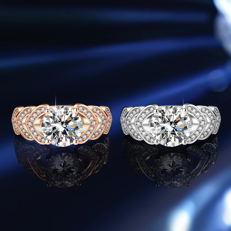 Gra ring two- micro-inlay zircon-plated platinum-plated rose-gold ring Ladys jewelry 250121