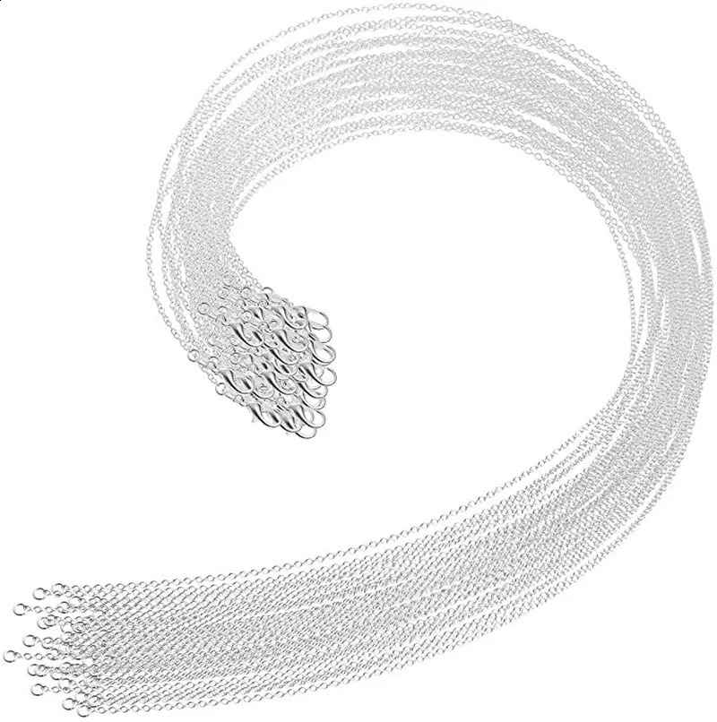 30PCS 925 Sterling silver 1MM circle round chains necklace for women fashion party er jewelry wedding pendant 250120