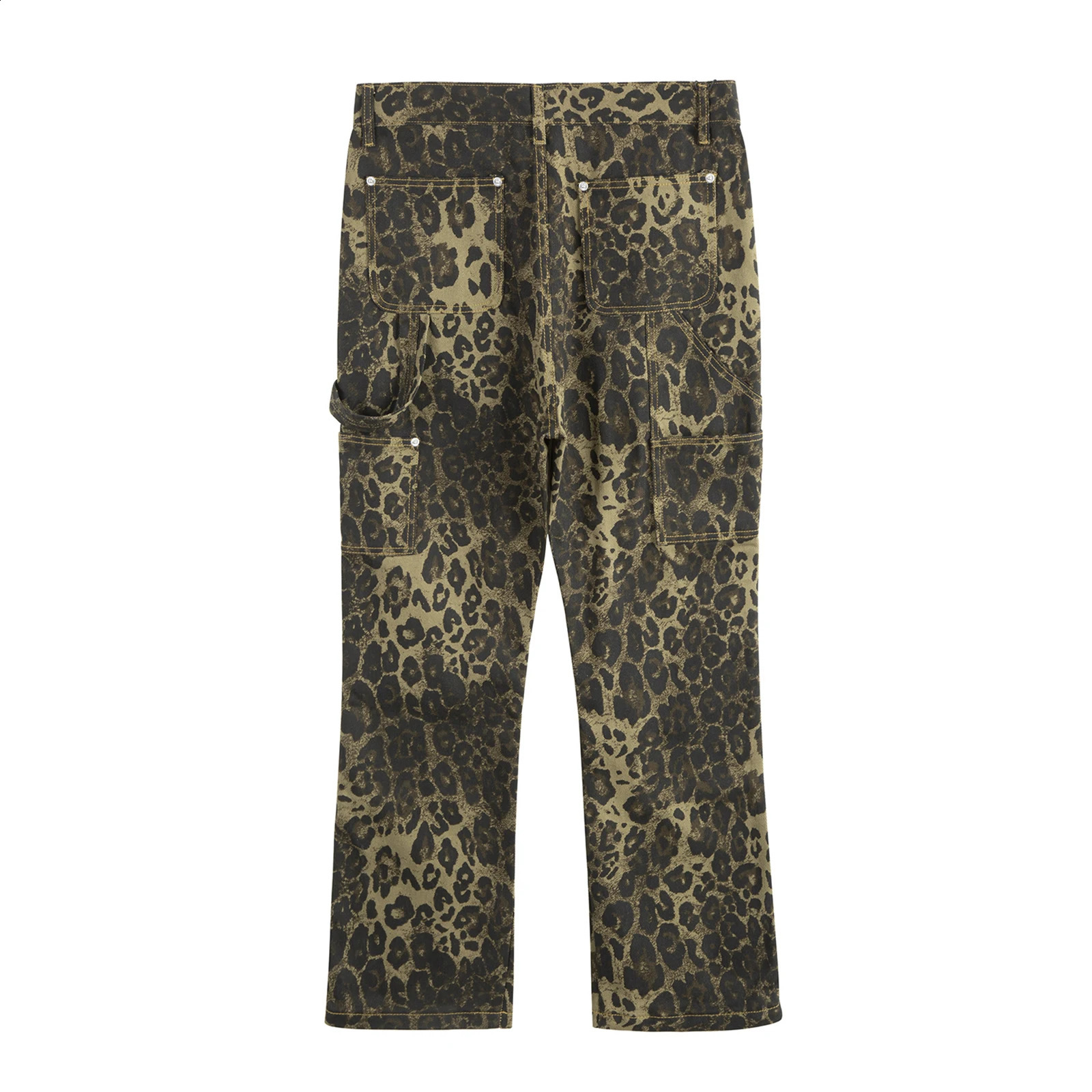 Full Leopard Pocket Vintage Jeans for Men and Women Straight High Street Baggy Casual Denim Trousers Oversize Pantalones Hombre 250120