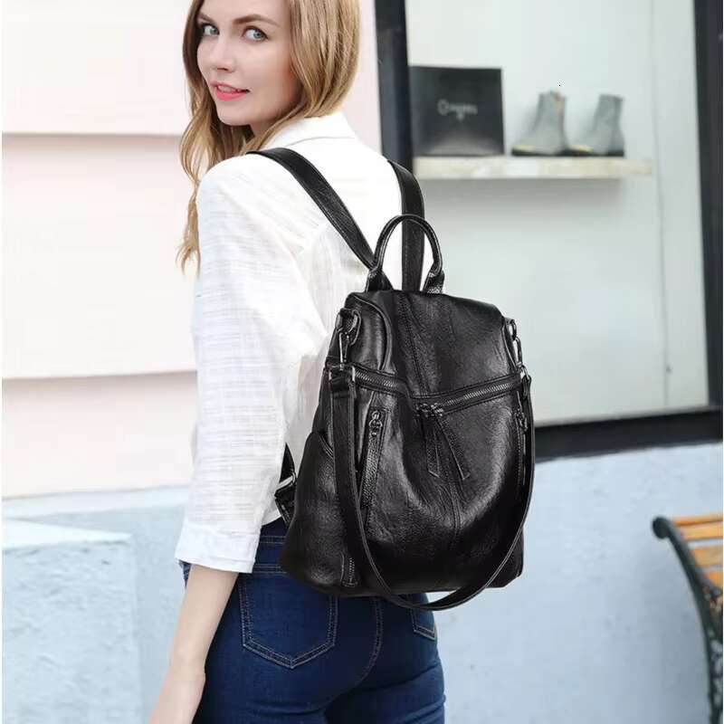 Genuine Leather Women's Backpack High Quality Fashion Cowhide Backpacks Women Casual Large Capacity Brand Shoulder Bags