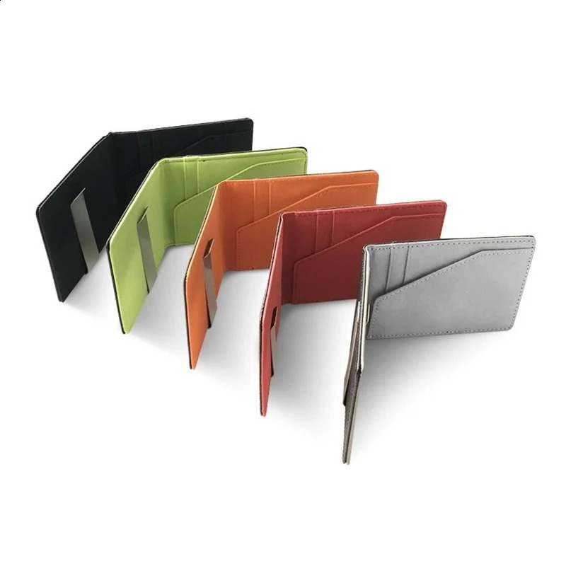 Fashion Mens Leather Money Clips Wallet Multifunctional Thin Man Card Purses Women Metal Clamp for Money Cash Holder 250121
