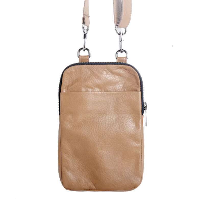 Men Mini Satchel Genuine Leather Messenger Crossbody Bags Unisex Storage Cell Phone Bag Simple Hanging Neck Pouch