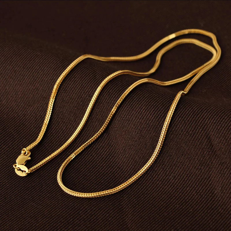 925 Sterling Silver Chopin Chain Necklace Golden For Men Women Gift Long 40 45 50 55 60 65 70 80 CM Wide 1 1.3 1.6 2 2.5 MM 250120
