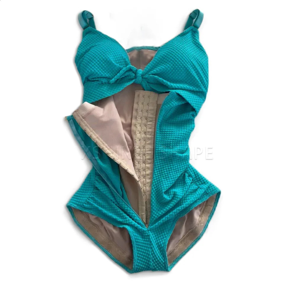 Body Hourglass Shaper Swimsuit Triangle Tummy Control Compression Shapewear Swimwear with Hookeyes Butt Lifter Underwear 250122