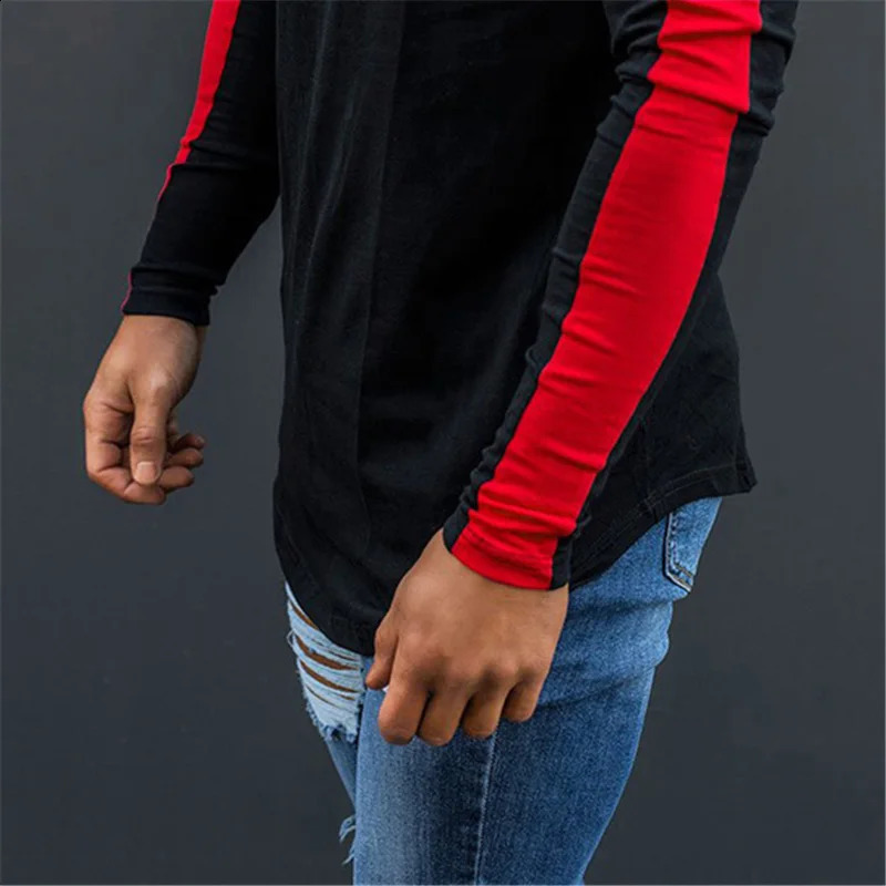 Muscleguys TShirt Men Spring Autumn Long Sleeve ONeck T Shirt Clothing Fashion Patchwork Cotton Tee Tops 250122