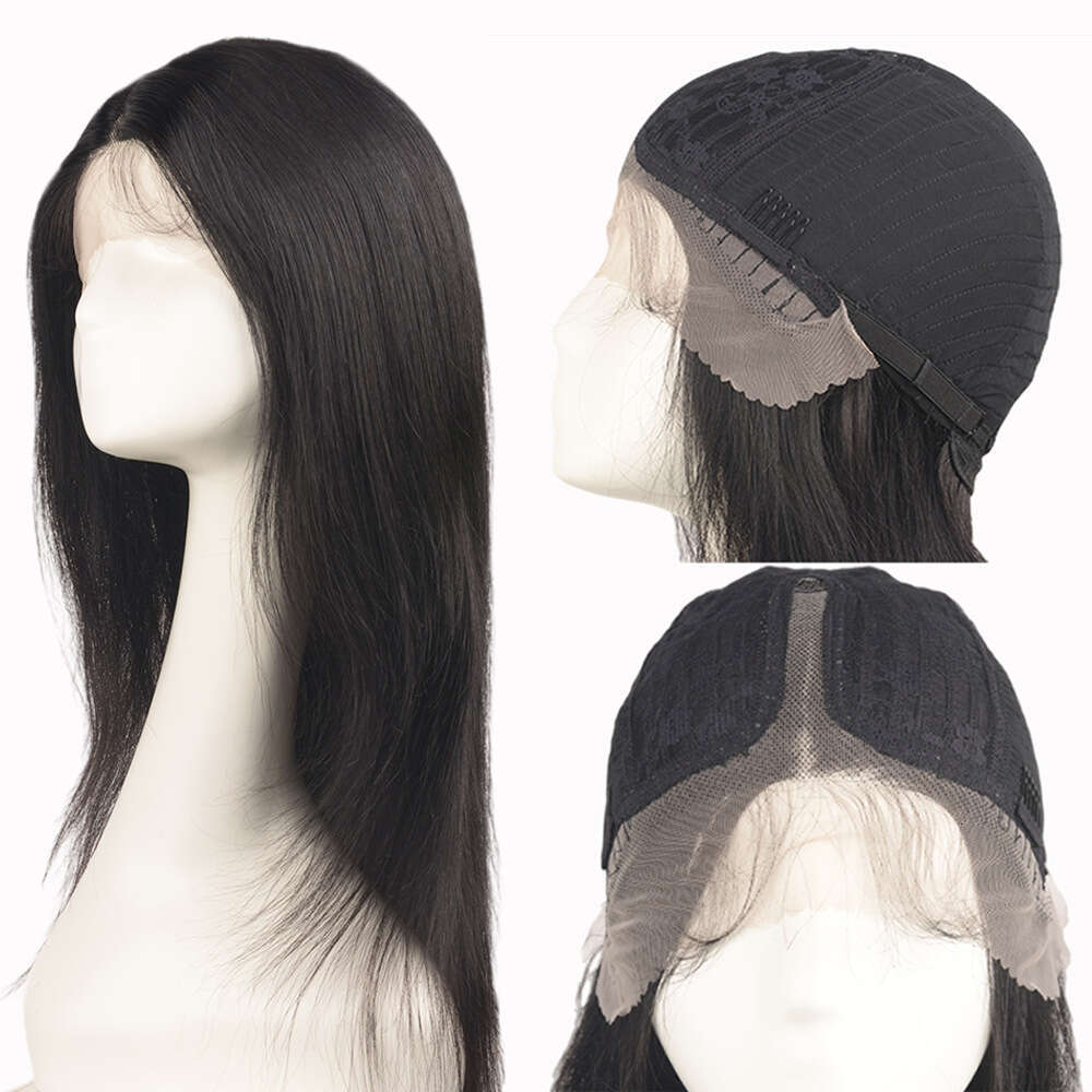 Lace Front Wig Cover T Shape Human Front Lace Real Human Hair Straight Split Head Cover Wig