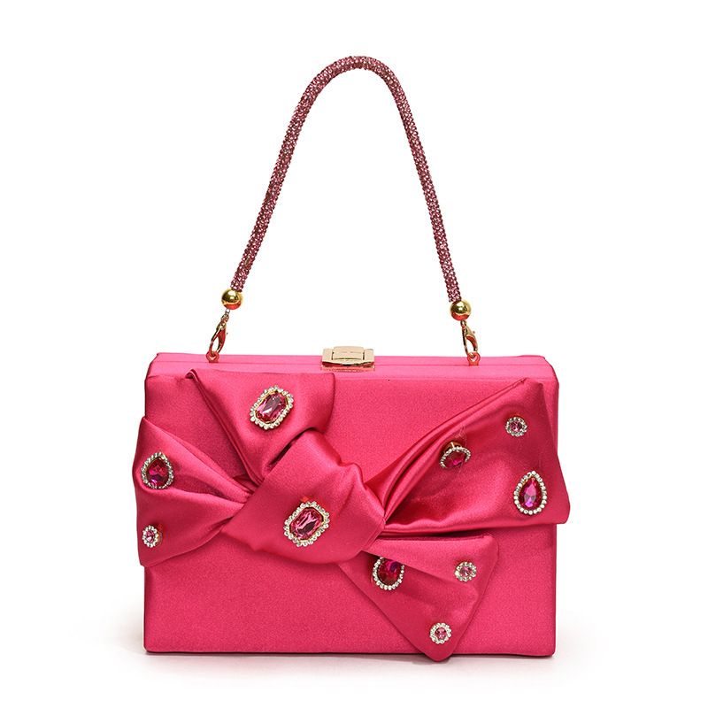 new style New Fashionable Bow Western Style Shoulder Women's Water Diamond Versatile Chain Banquet Bag Trendy