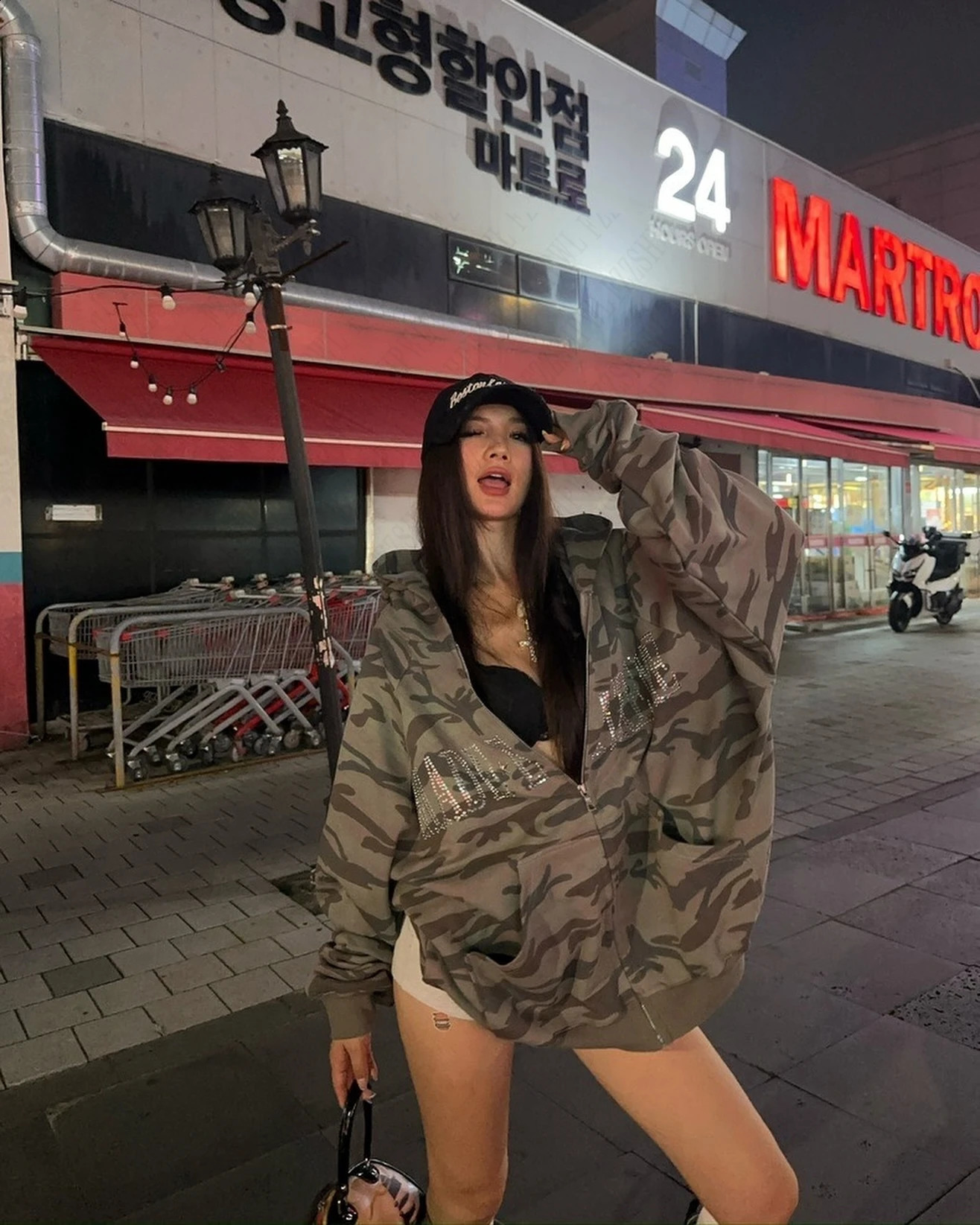 American Subcultures Fashionable Retro Camouflage Diamond Hoodie Women Loose Cardigan Goth Oversized Jacket Y2k Coat emo 250109