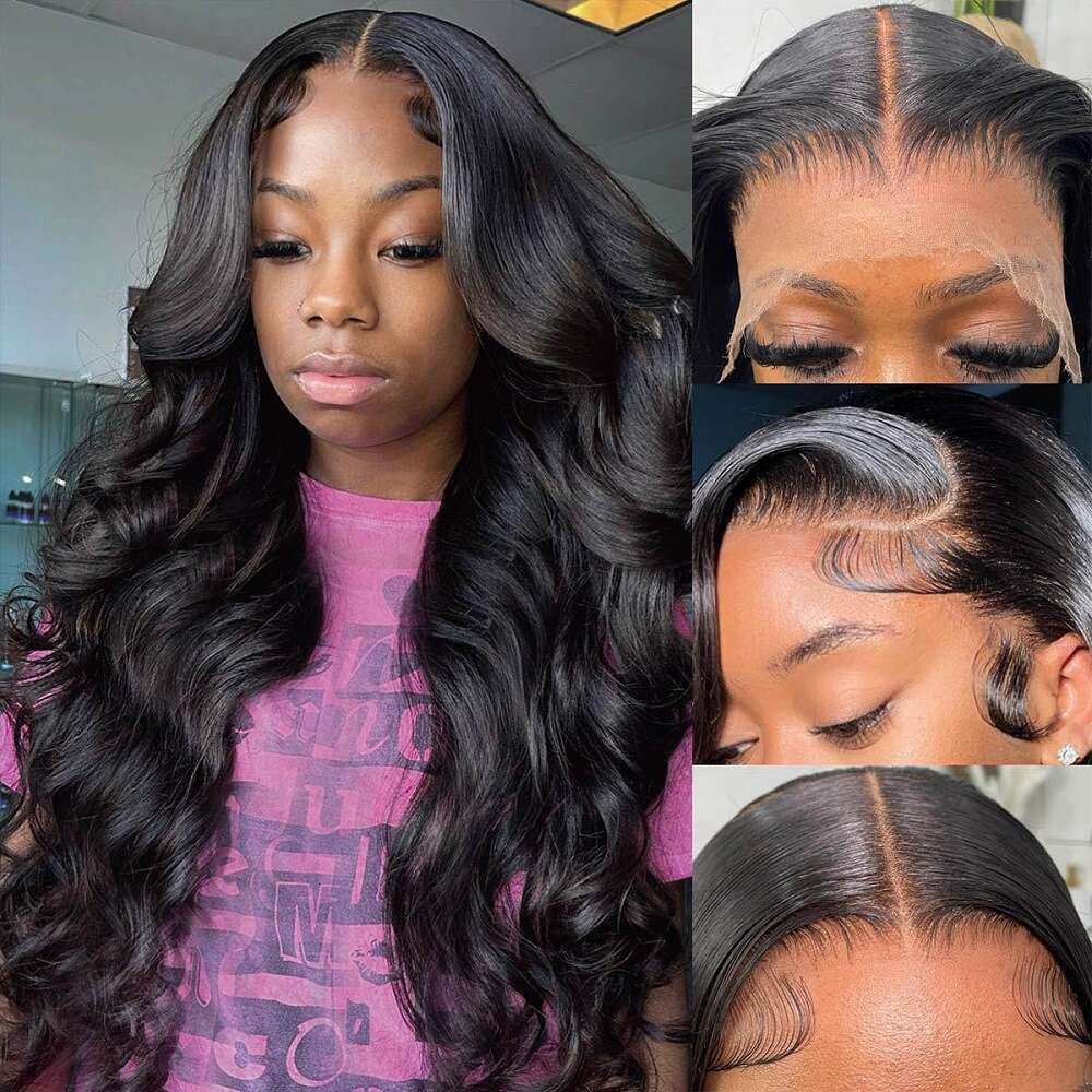 Lace Front Wig Cover T Shape Wig Female Front Lace Long High Temperature Silk Black Medium Curled Hair Cover