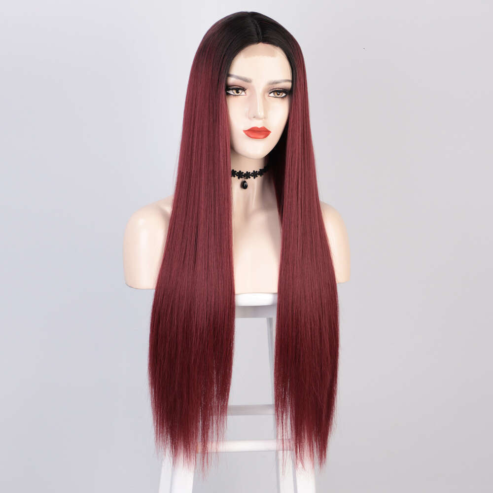 Lace Front Wig Cover T Shape Long Straight Hair Front Chemical Fiber Women S Wig Head Cover Small Lace Wigs