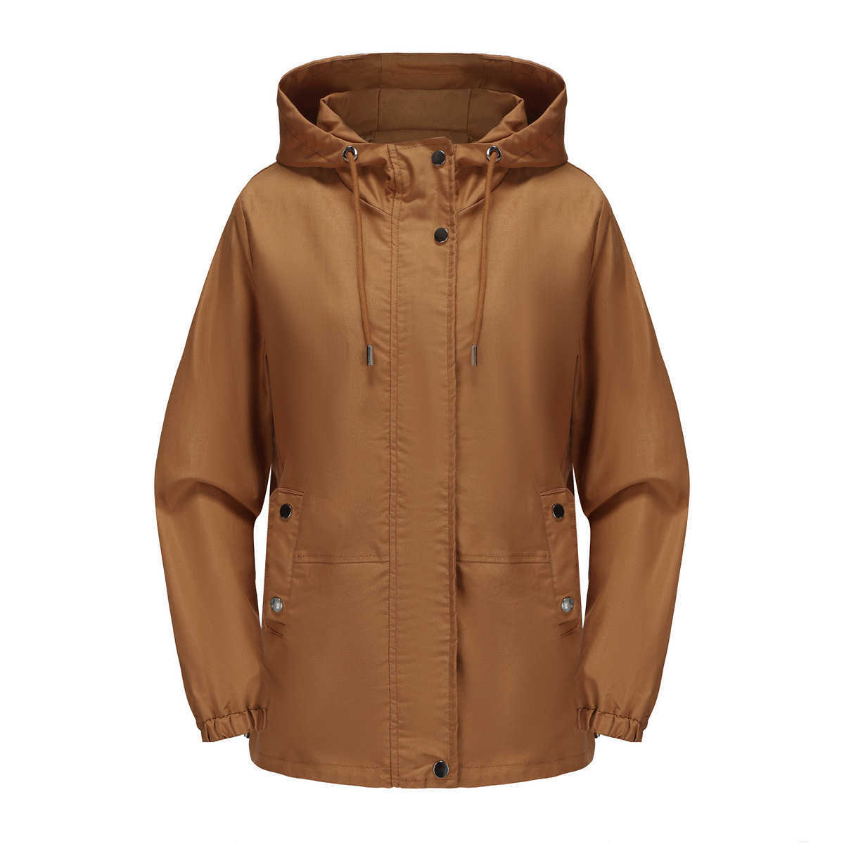 Spring Autumn Casual Windbreaker Womens Loose Windproof Jacket Hooded Long Sleeved Basic Windproof Jacket Women Leather Womens Jacket 241209
