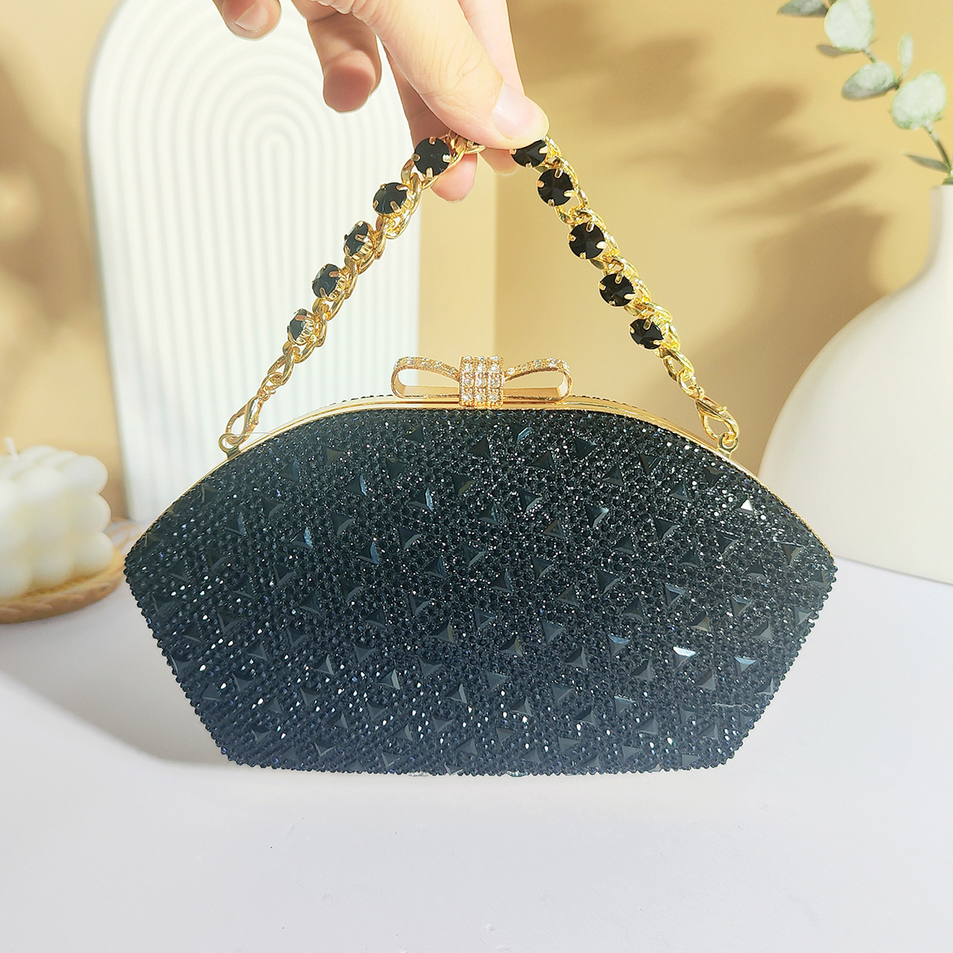 new style New With Alloy Flower Diamond Embedding Dinner Bag, Celebrity Dress, Banquet Handheld Bag For Women