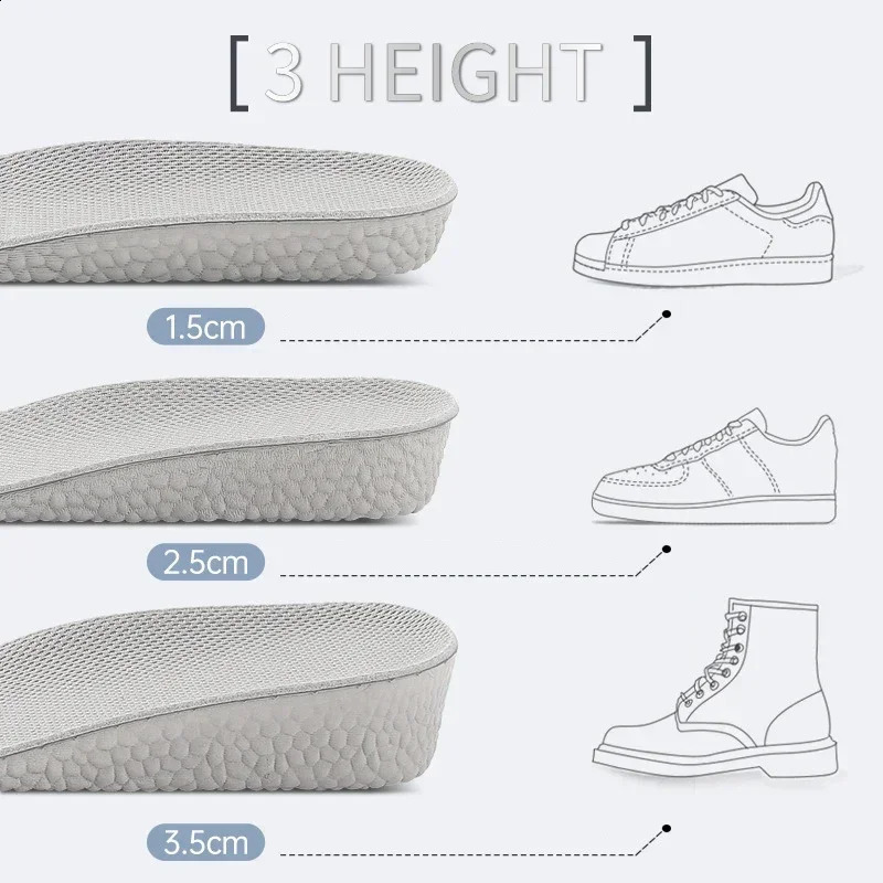 2PCS Heightening Insole Invisible Unisex Women Heighten Insert Cushion Pads EVA Lifting Heel Arch Support Taller 250114
