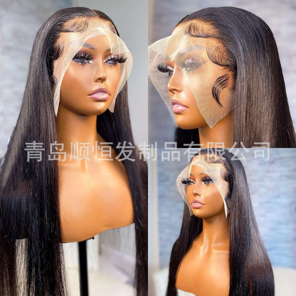Lace Front Wig Cover T Shape Black Long Straight Handmade Lace Wig High Temperature Silk Headband Full Hair Set Diniwigs