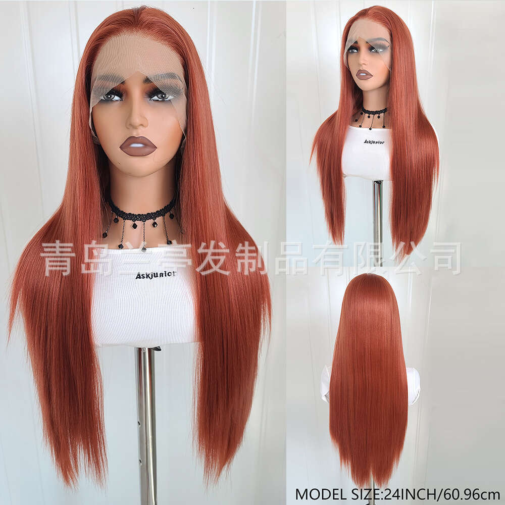 Lace Front Wig Cover T Shape Hot Selling X Large Hand Woven Synthetic Fiber Front Lace Wig Headband With Colorful Long Straight Hair