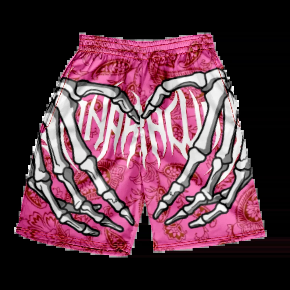 2024 Summer Classic Skull Beach Short Pants Fashion Skeleton Hand Print Men Women Gym Shorts Quick Drying Trunks Ice 250219