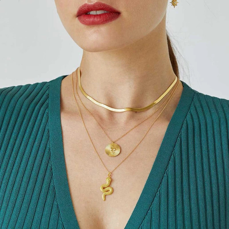 100% 925 Sterling Silver m Width Snake Bone Chain Necklace For Women Girl Delicate Gold Color Flat Choker Stacking Jewelry 250120