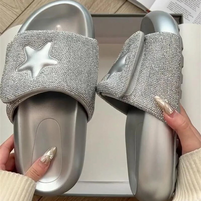 Top Quality Sandalias Women Slippers Bling Rhinestone Women Sandals Platform Fashion Shiny Womens Casual Shoes Crystal 250113