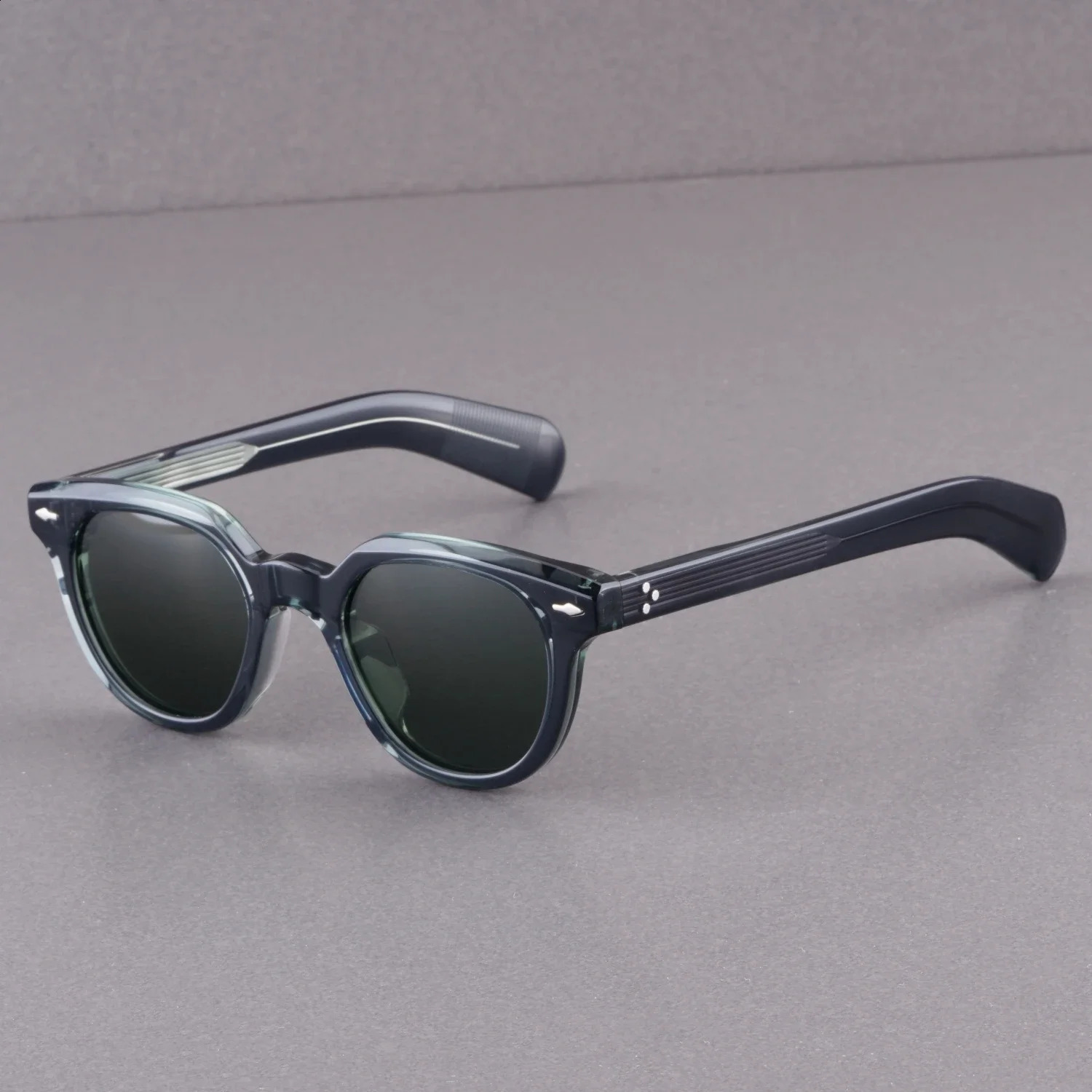 Fashion Vintage Sunglass JMM48RX Thick Solid Acetate Frame Stereo Cutting UV400 Polarized Lens Retro Oval Women Man High Quality 250117