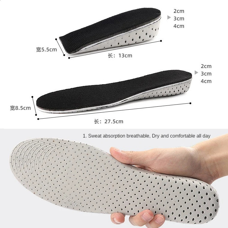 4cm3cm2cm Increasing Heel Lifting Inserts Unisex EVA Insoles Breathable Memory Foam Full Half Cushion Increase Shoes Lift Pads 250121