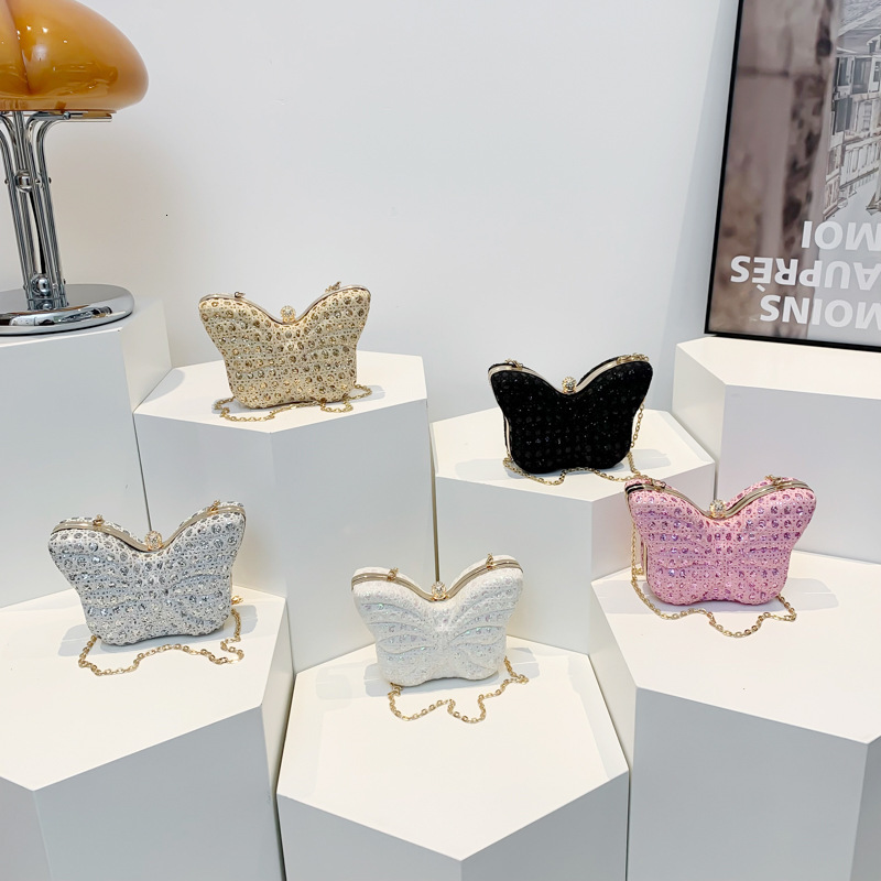 Small Niche Design Fairy new style Summer New High-End Fashion Rhinestone Shoulder Chain Dinner Butterfly Bag