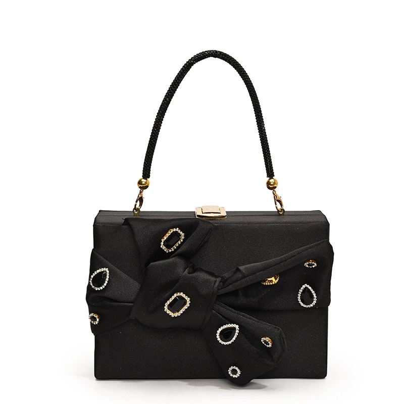 new style New Fashionable Bow Western Style Shoulder Women's Water Diamond Versatile Chain Banquet Bag Trendy