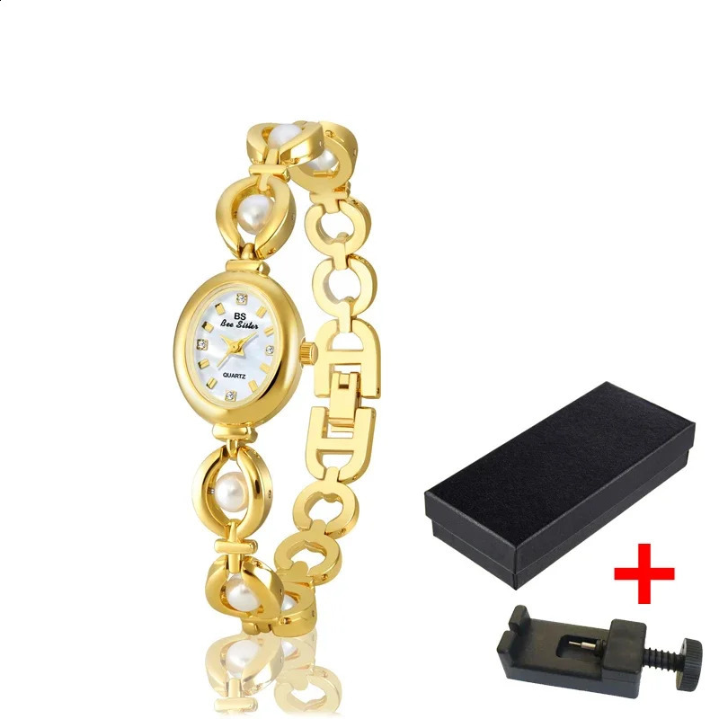 Vintage Green Jade Crystal Pearl Gemstone Womens Watch Elegant Gold Bracelet Waterproof Quartz Watch with Gift Box FA1685 250121