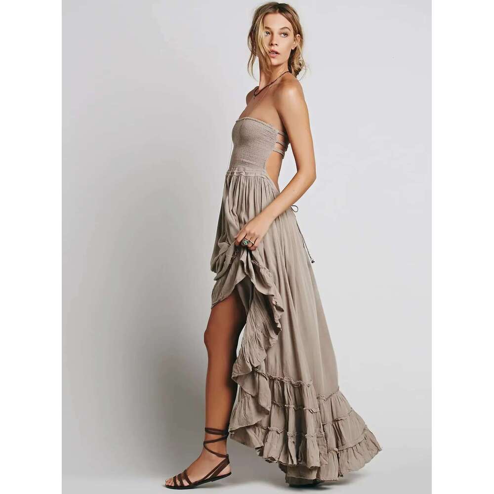 2025 Beach Dress Sexy Dresses Boho Bohemian People Holiday Summer Long Backless Cotton Women Party Hippie Vestidos Mujer Ethnic