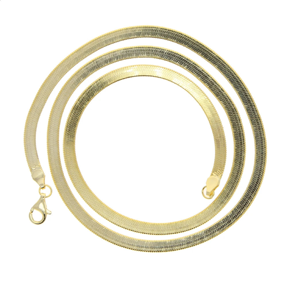 100% 925 Sterling Silver m Width Snake Bone Chain Necklace For Women Girl Delicate Gold Color Flat Choker Stacking Jewelry 250120