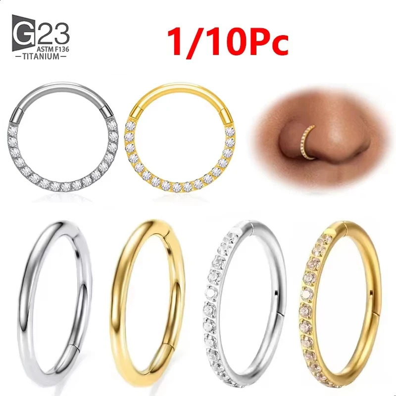 110Pcs G23 14G16G18G Nose Rings Hinged Segment Ear Cartilage Tragus Earrings Hoops Septum Clicker Piercing Jewelry 250110