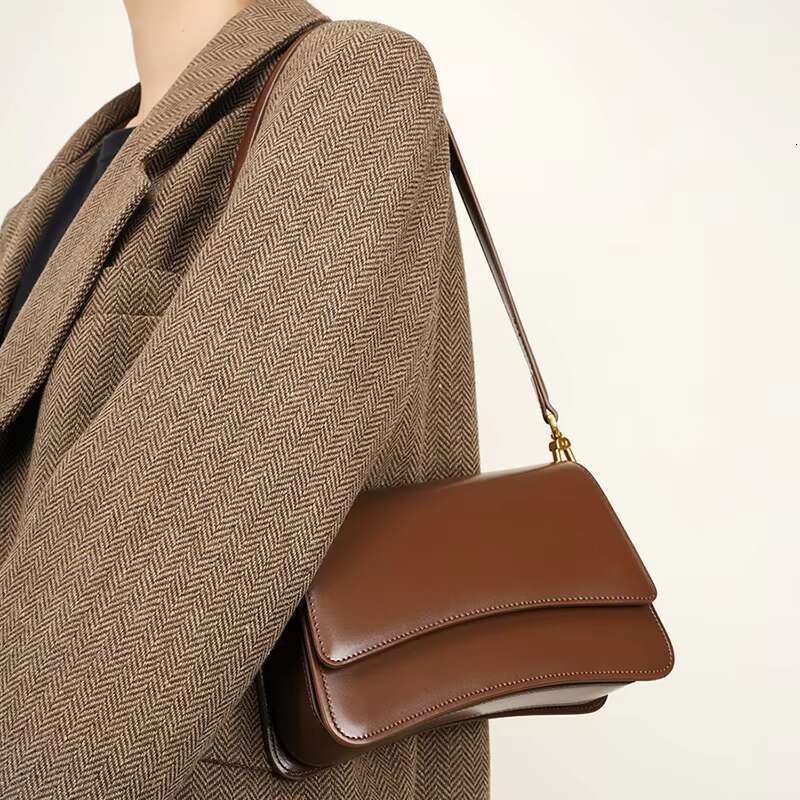 New Women's Single Shoulder Crossbody Lady Cowhide Split Leather Handbag Fashionable And High Quality Underarm Messenger Bag