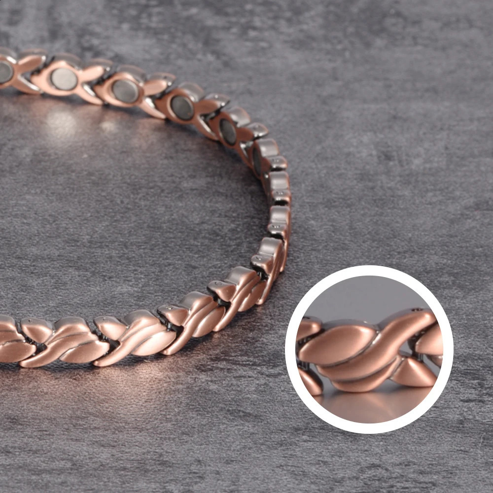 Vinterly Magnetic Pure Copper Bracelets for Women 6.5mm Vintage Chain Health Energy Magnet Arthritis Pain Relief Women Jewelry 250121