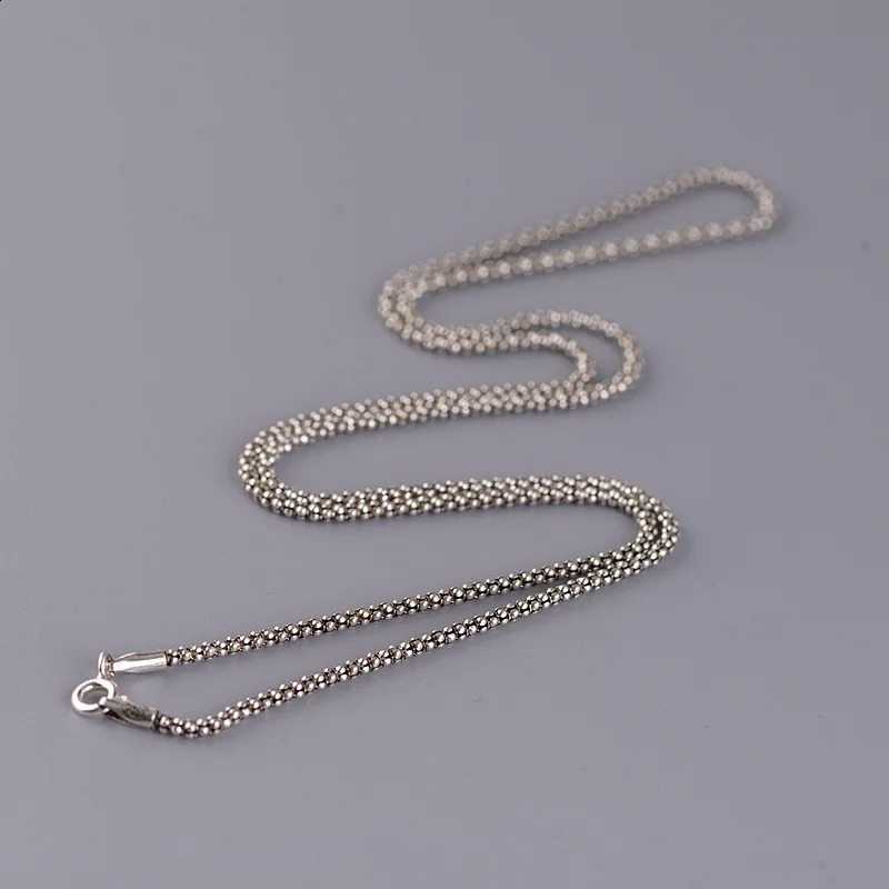 BOCAI Pure 925 Silver Vintage Italian Chain Simple and Fresh Sweater Chain Fashionable Temperament Rice Grain Woman Necklace 250120