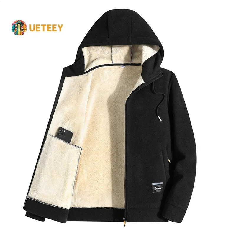 Trendy Sweatshirt Coat Front Pockets Warm Zipper Lamb Wool Jacket Men and Woman Winter Pure Color Plush Lined Cardigan Hoodie y250121