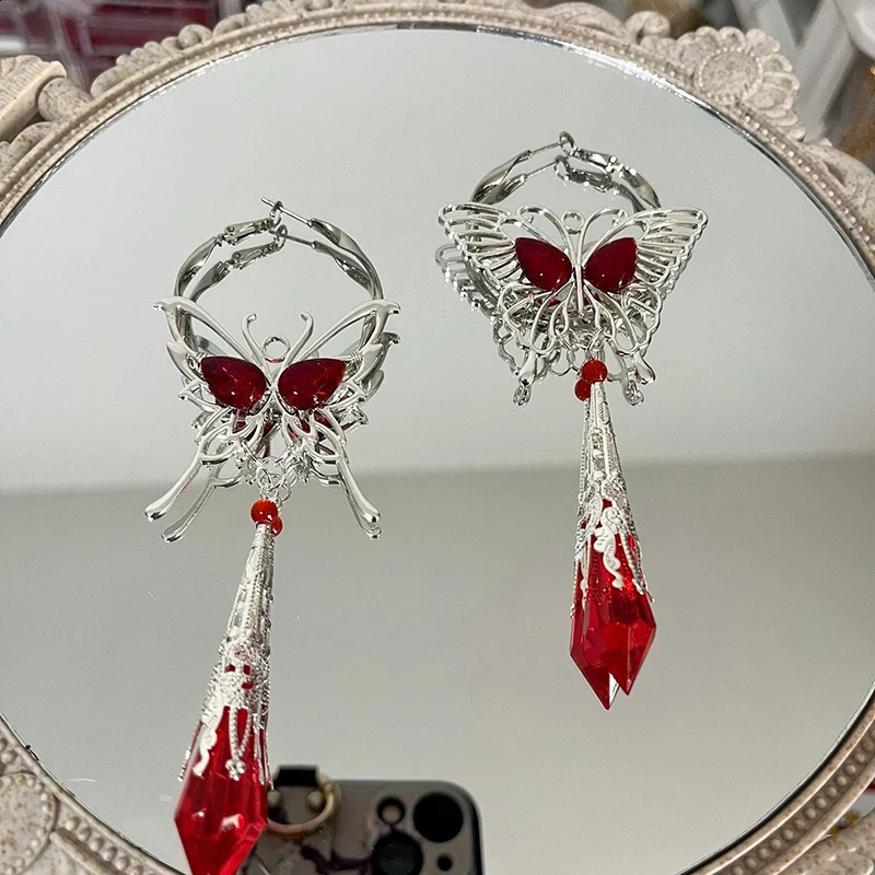 Anime Tian Guan Ci Fu Heaven Officials Blessing Hua Cheng Cosplay Earrings Gem Butterfly Pendant Jewelry Earstuds Accessory 250120