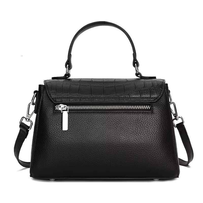 Aidrani New Crocodile Pattern Women's Handbag, Made Of Cowhide Material, Black, Can Be Worn On One Shoulder Or Crossbody