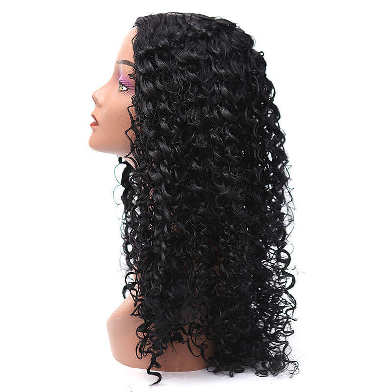 Lace Front Wig Cover T Shape Female Curly Black Front Lace Long Hair Synthetic Wig Headset